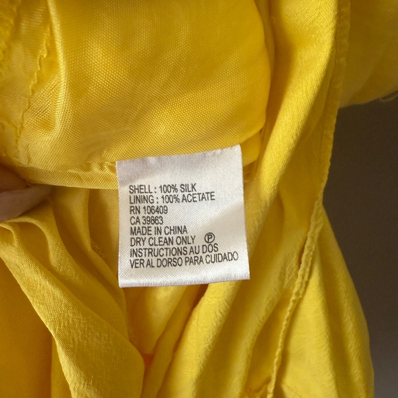 Tahari Arthur S.‎ Levine sz 10 yellow 100% silk faux wrap sun dress - Picture 6 of 10